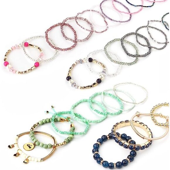 FIBO STEEL 6 Sets Bohemian Stackable Bead Bracelets for Women Stretch Mu… - Picture 5 of 5